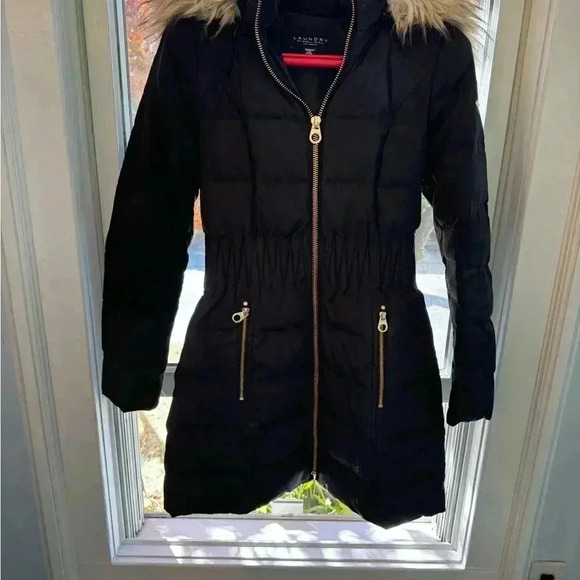 Laundry by Shelly Segel Los Angeles ladies faux fur hooded jacket in black Sz XS - Picture 10 of 11